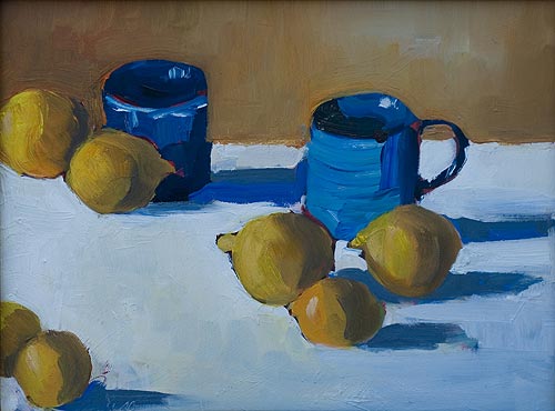 Two Blue Cups with Lemons